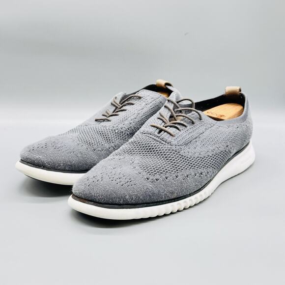 Cole Haan Shoes Mens 13 Gray Knit Zerogrand Stitchlite Wingtip Oxford Sneakers - Picture 3 of 12